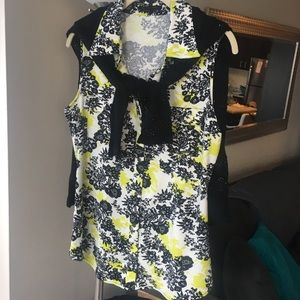 EUC BCBG chartreuse & black sleeveless  top